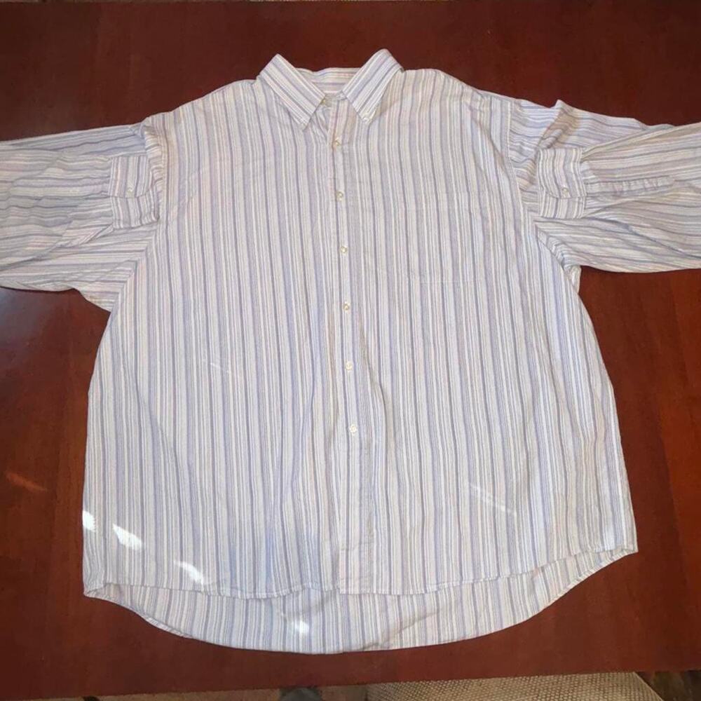George white & blue striped button-down vintage shirt BIG & TALL sz: 3XL